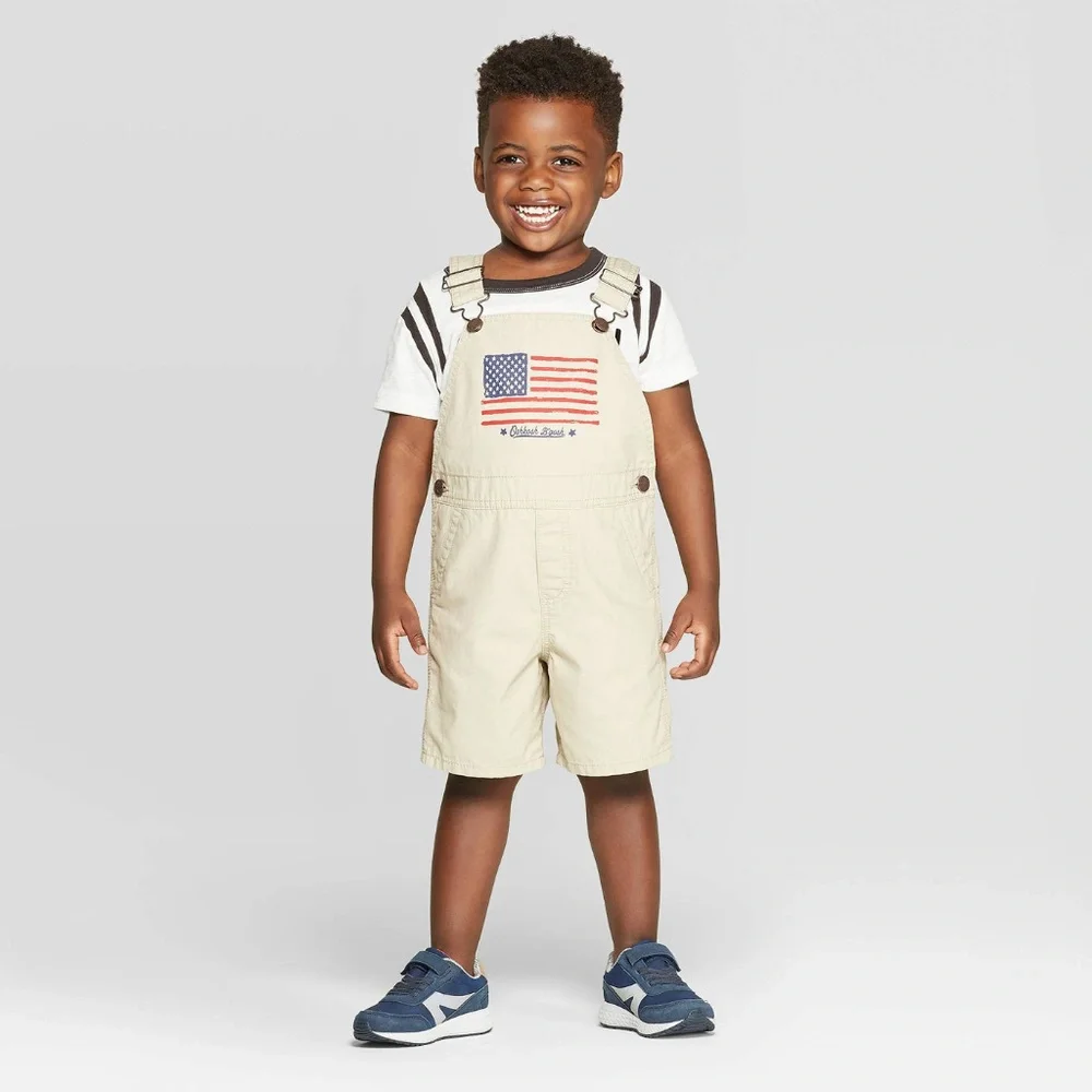 Oshkosh B'gosh 18 Months Baby Boy Shortalls American Flag July 4th Patriotic